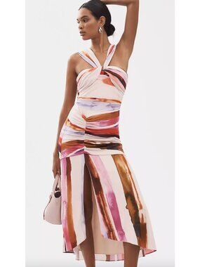 NWT $548 Anthropologie AMUR Casi Printed Jersey Maxi Dress Size 10 90s